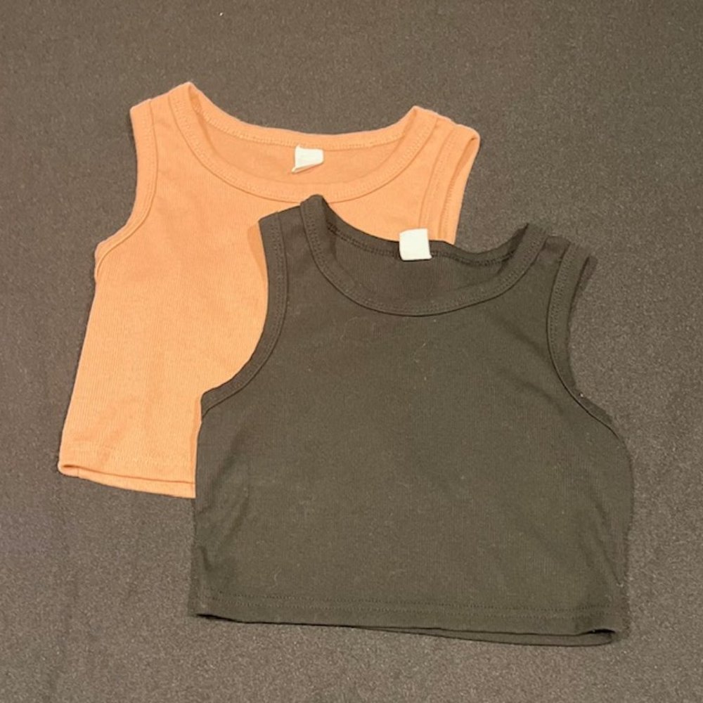 Shein Crop Tank Top:Rustic Orange and Black Kids Size 10Y